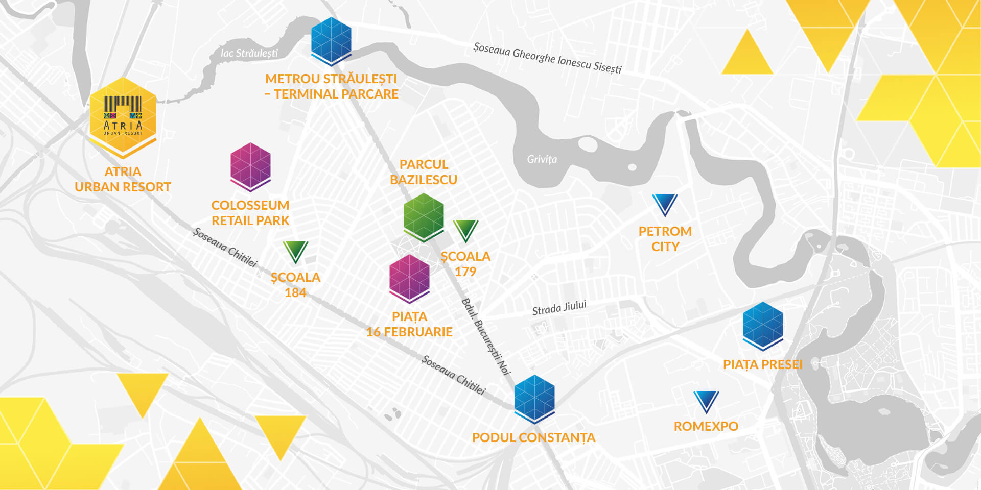 Hartă localizare complex imobiliar Atria-București Chitila