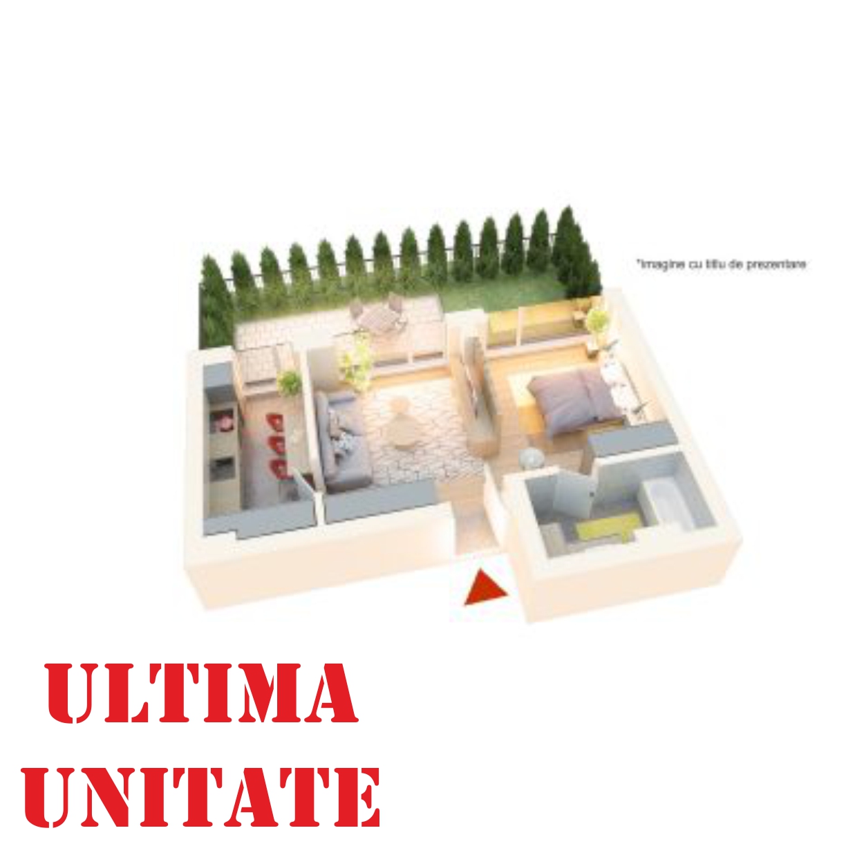 Apartament Studio tip 1B’ | Gradina | Parter | Corp C3, C4 | Faza 3