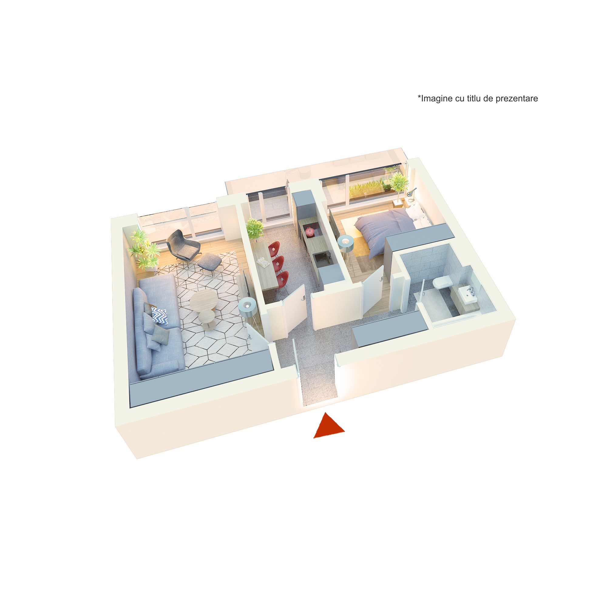Apartament 2 camere tip 2A5”| Terasa | Etaj 5,6 | Corp C1, C2 | Faza 3