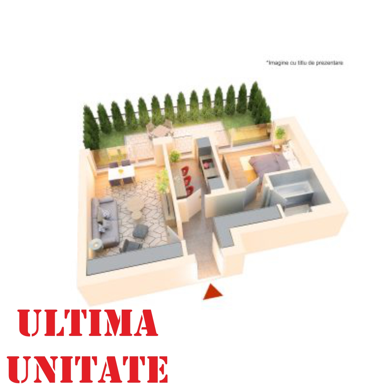 Apartament 2 camere tip 2B”| Gradina | Parter | Corp C5 | Faza 3