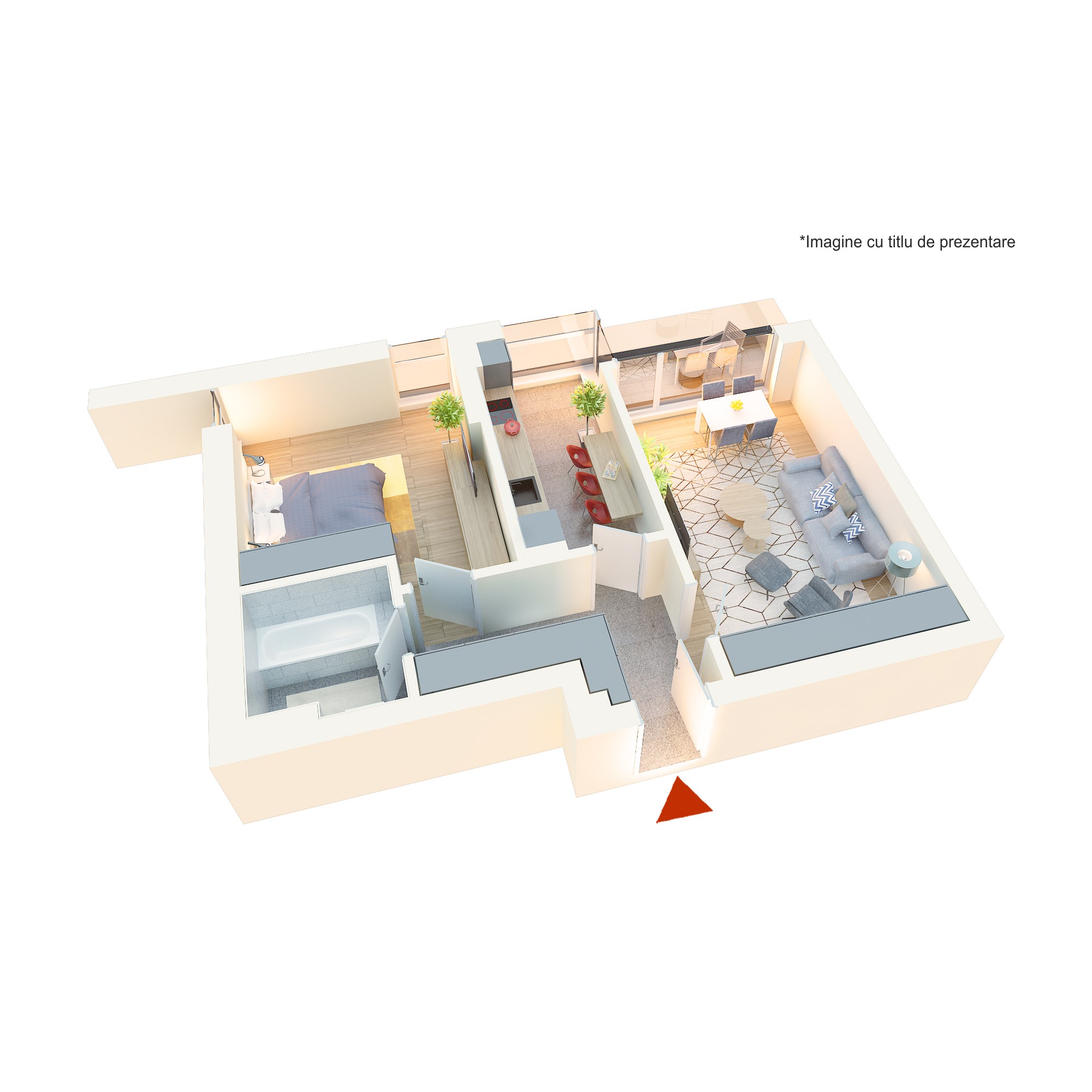 Apartament 2 camere tip 2Bc| Balcon | Etaj 1-3 | Corp C1, C2 | Faza 3