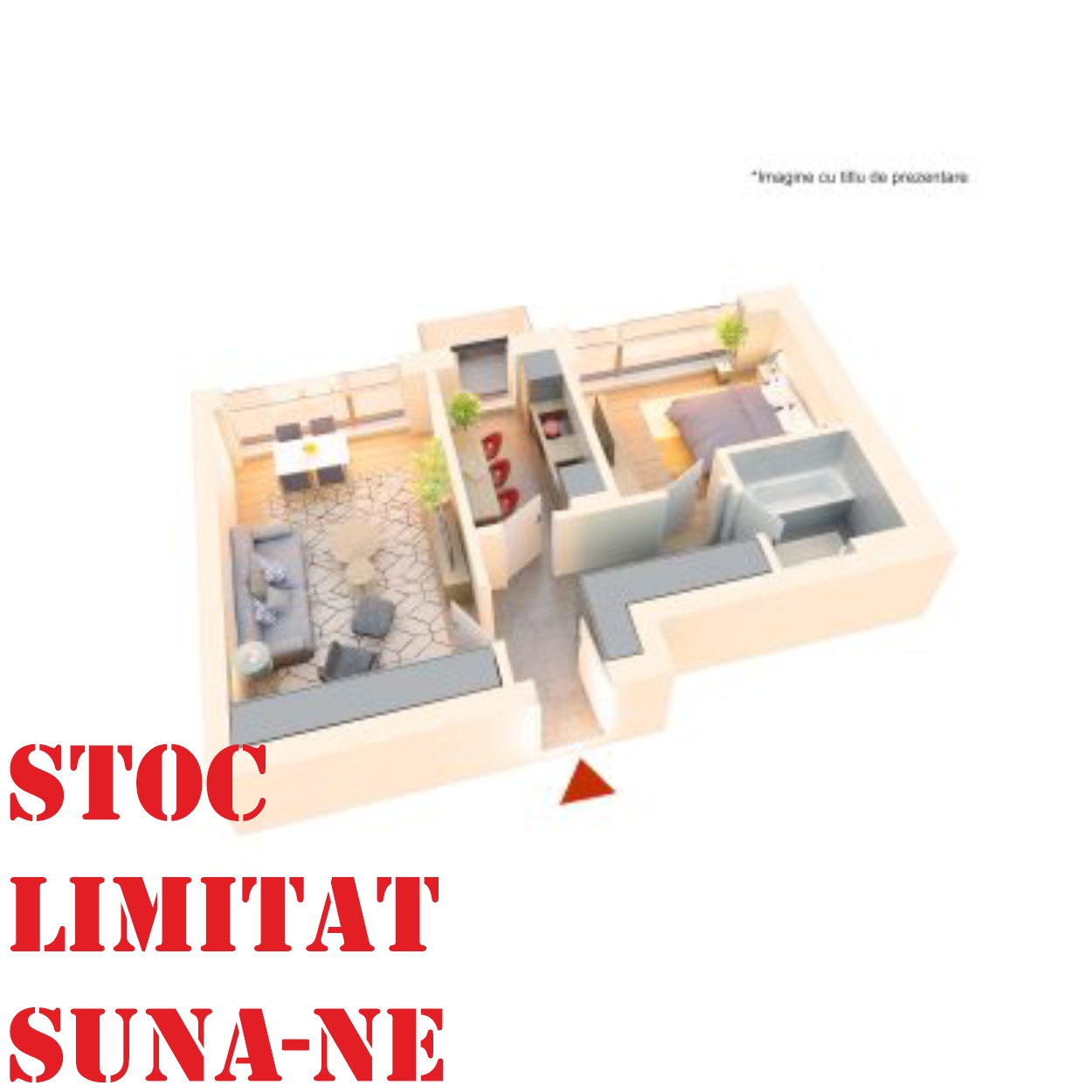 Apartament 2 camere tip 2Bc’| Balcon | Etaj 1-4 | Corp C5, C6 | Faza 3