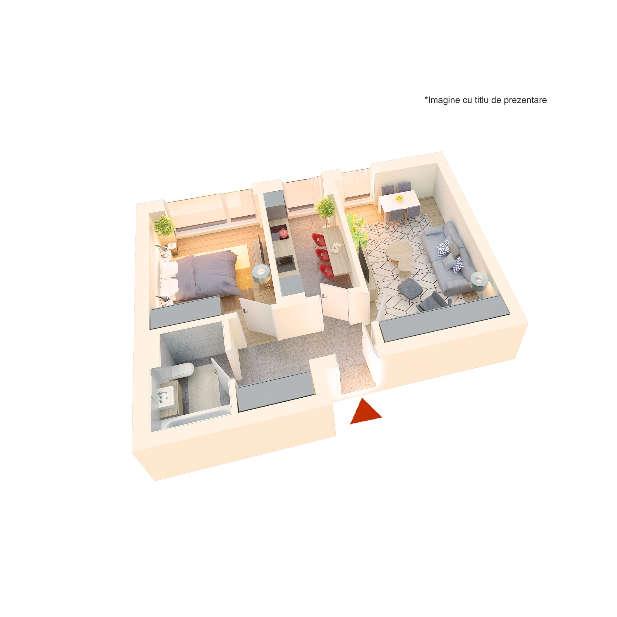Apartament 2 camere tip 2C’| Parter | Corp C1, C2 | Faza 3