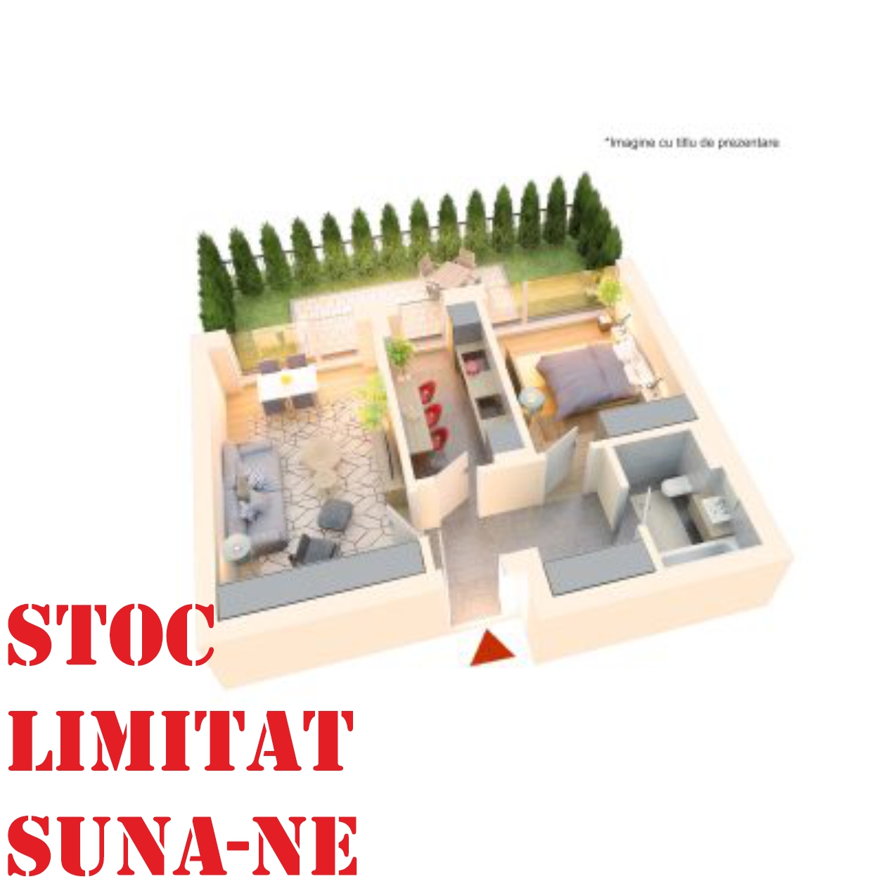 Apartament 2 camere tip 2C| Gradina | Parter | Corp C1, C2, C5 | Faza 3