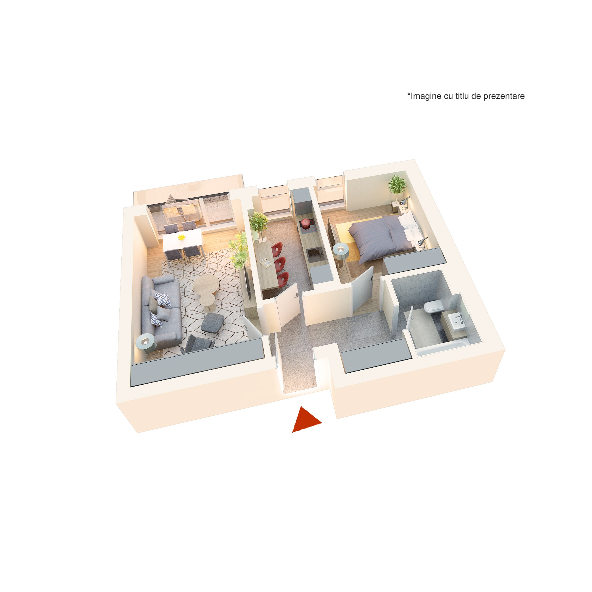 Apartament 2 camere tip 2C5| Terasa | Etaj 5 | Corp C1, C2 | Faza 3