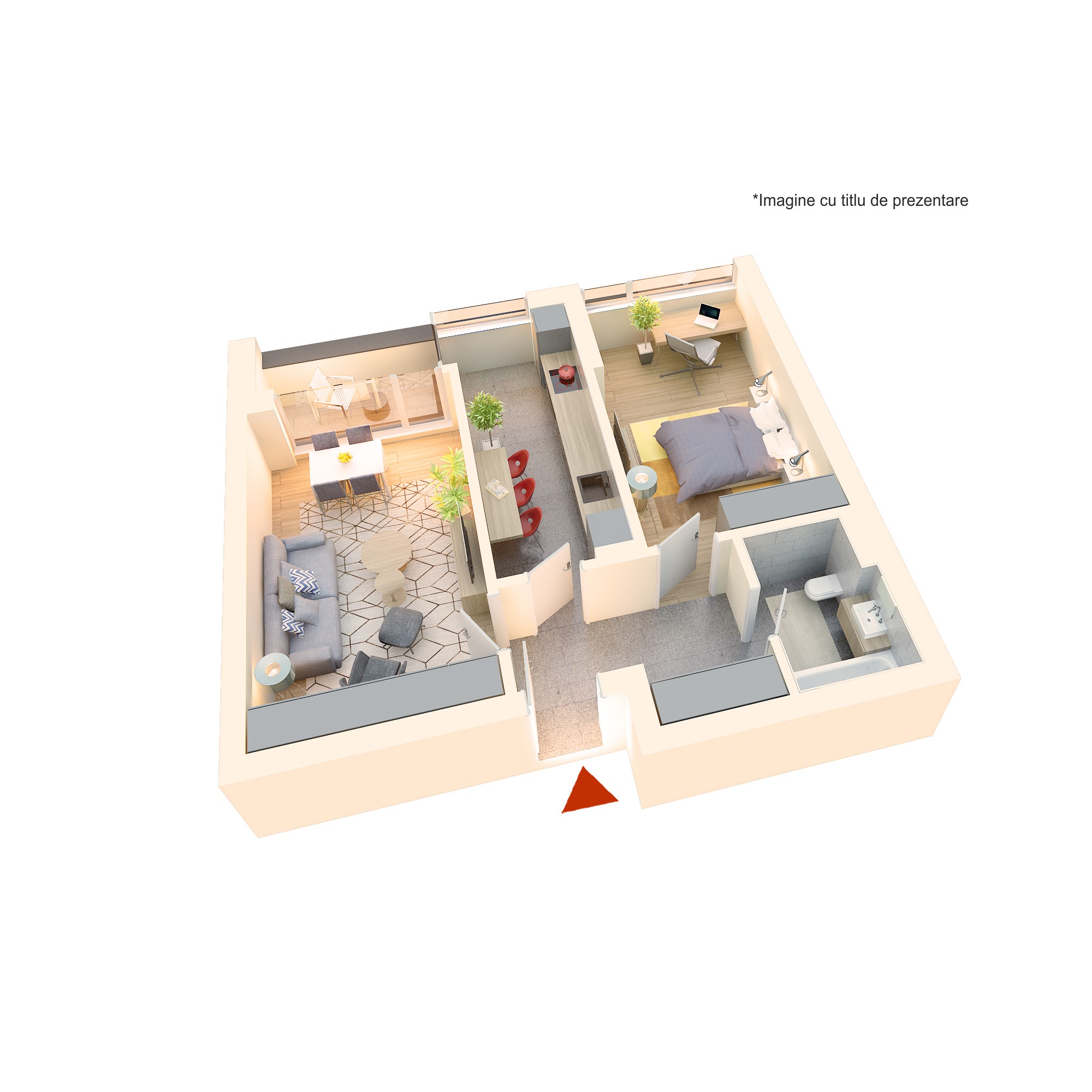 Apartament 2 camere tip 2Cc”| Balcon | Etaj 1-3 | Corp C7 | Faza 3