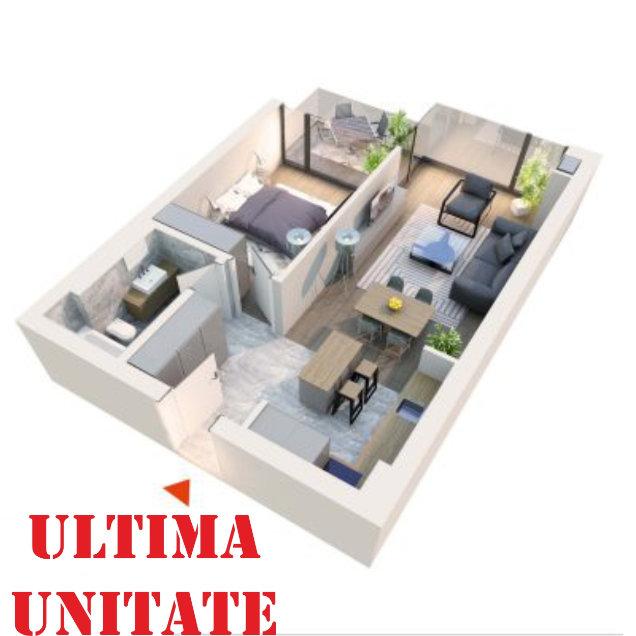 Apartament 2 camere tip 2D1 B12 Logie | Etaj 1-5 | Corp C8 | Faza 2