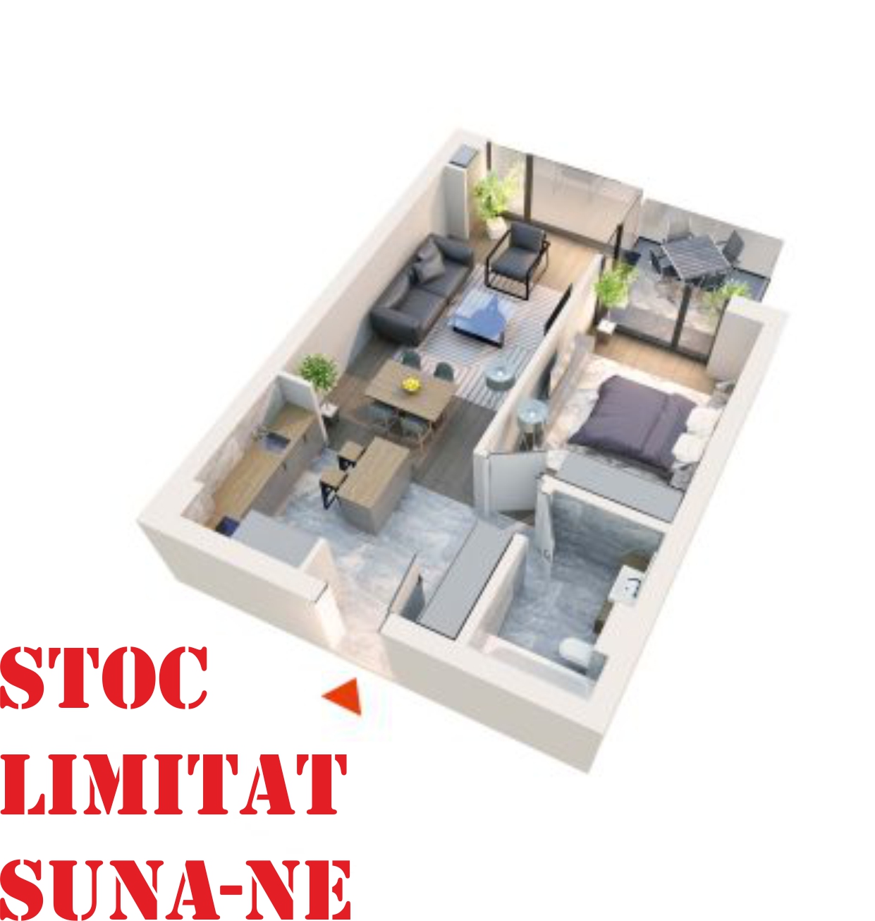 Apartament 2 camere tip 2D1” Logie | Etaj 5 | Corp C8 | Faza 2