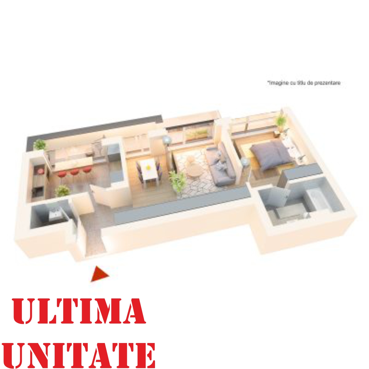 Apartament 2 camere tip 2F4’| Terasa | Etaj 4 | Corp C3, C4 | Faza 3