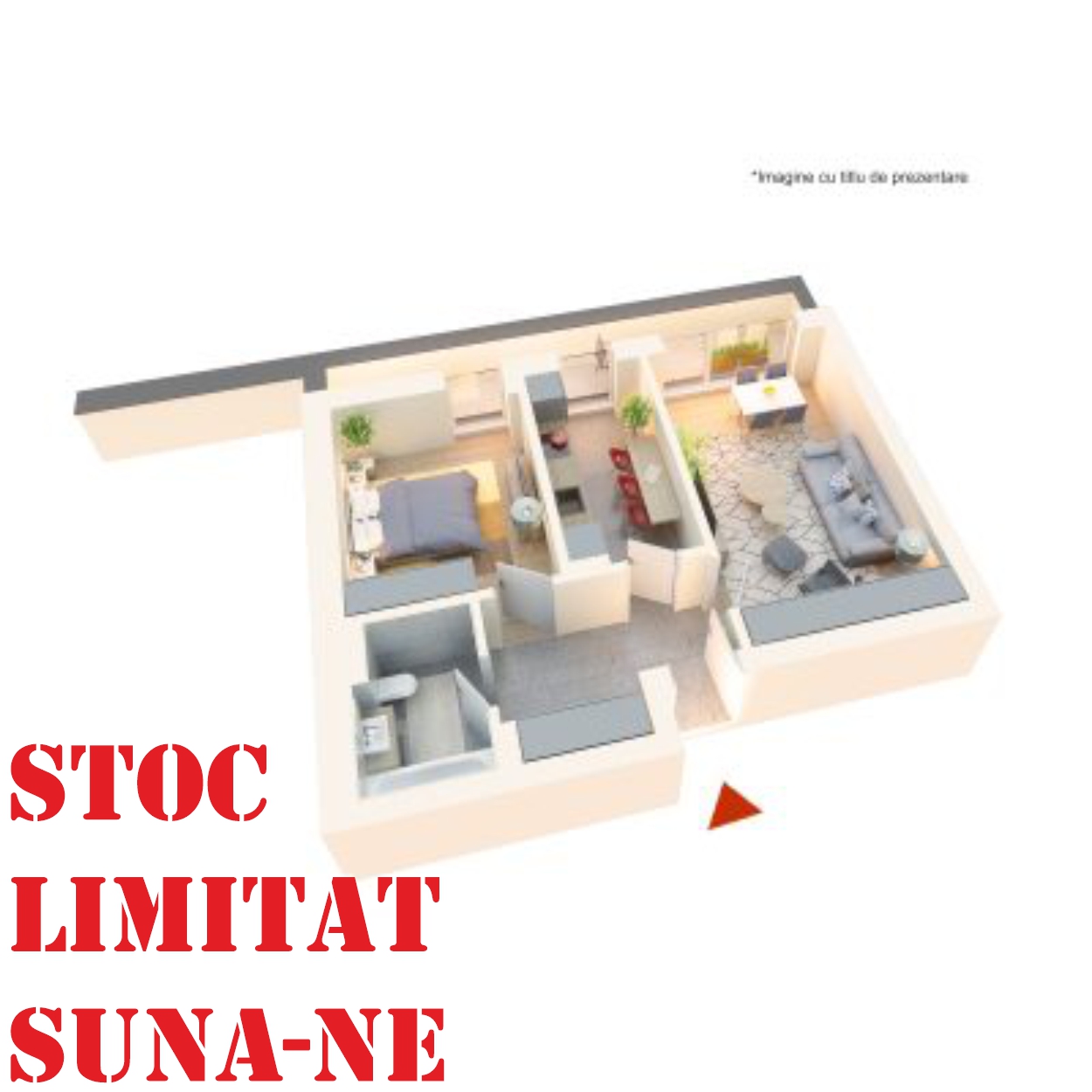Apartament 2 camere tip 2G4| Terasa | Etaj 4 | Corp C3, C4 | Faza 3