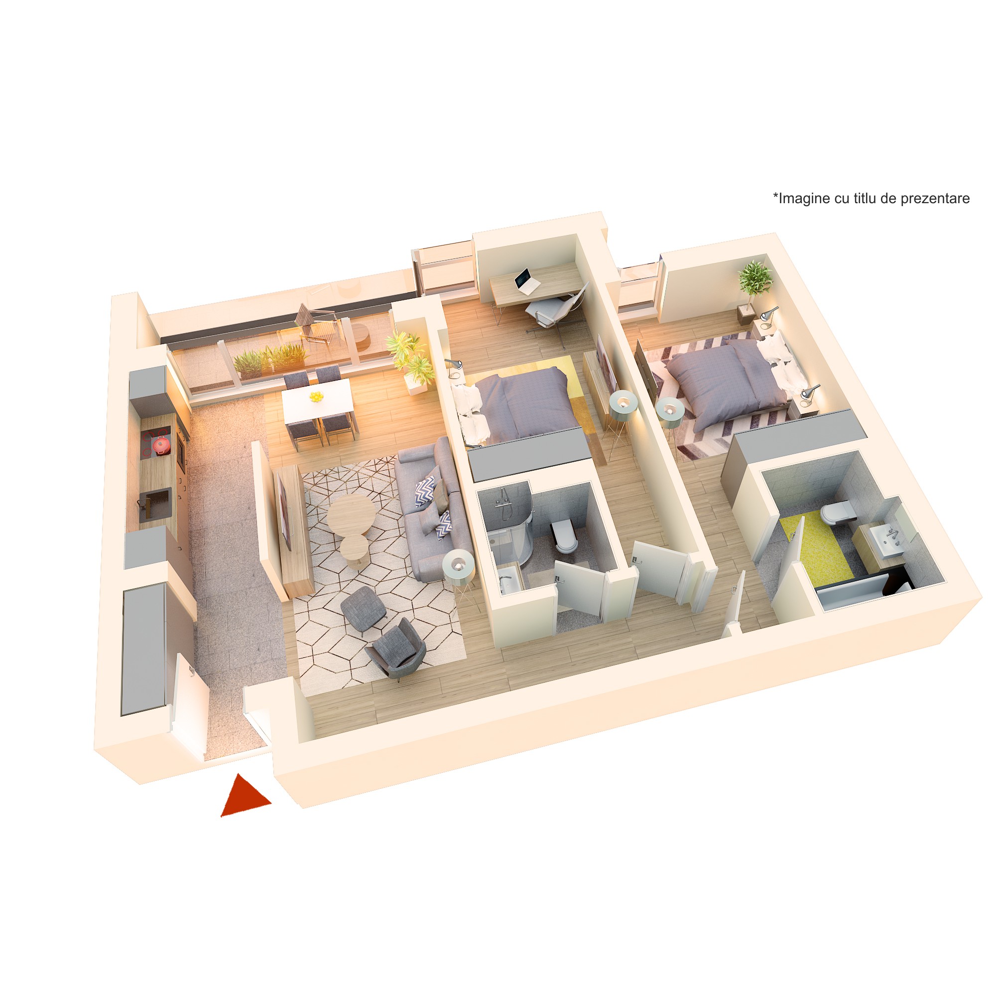 Apartament 3 camere tip 3Ac’ | Balcon | Etaj 1-3 | Corp C5, C6 | Faza 3