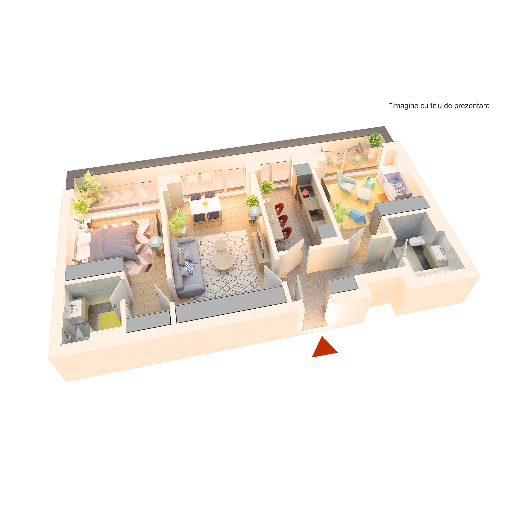 Apartament 3 camere tip 3C4′ | Terasa | Etaj 4 | Corp C3, C4 | Faza 3