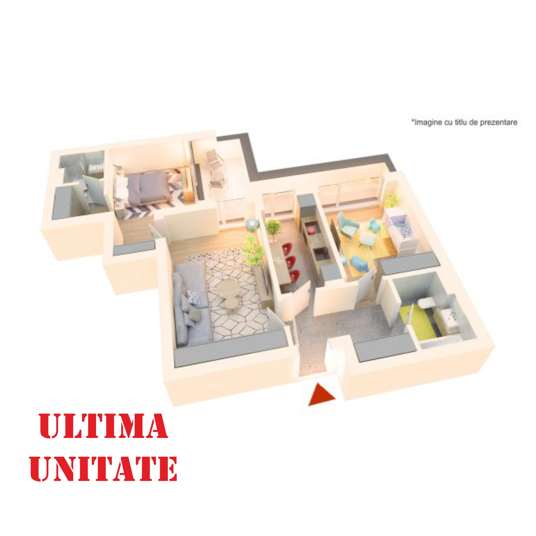 Apartament 3 camere tip 3F4 | Terasa | Etaj 4 | Corp C1, C2 | Faza 3