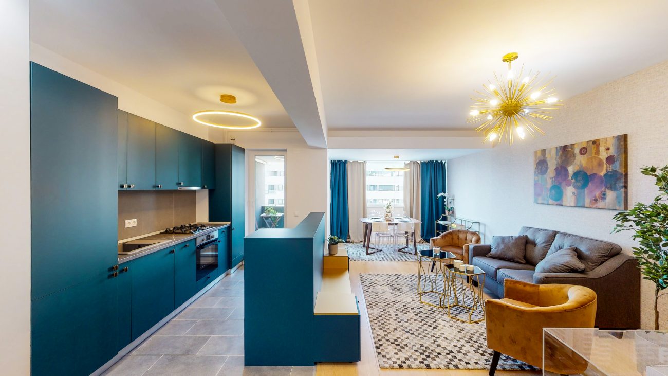 Amenajarea apartament cu 3 camere si bucatarie deschisa Atria Urban Resort