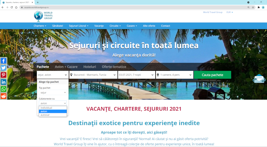 World travel group vacante sejururi chartere